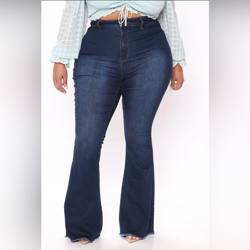 Size 15 Fashion Nova Flared Dark Wash Jean
